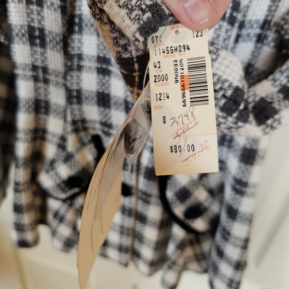 Vintage Tweed Knit Plaid Velvet Checkered Button Down Peplum Blazor Skirt Set - Picture 15 of 16